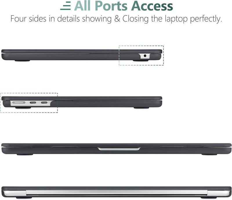 DONGKE Compatible with MacBook Air 13.6 inch Case M4 M3 M2 2025 2024 2023 2022 A3240 A3113 A2681, Plastic Hard Shell & Keyboard Cover for MacBook Air M4 13 inch Case, Matte Black - Image 4